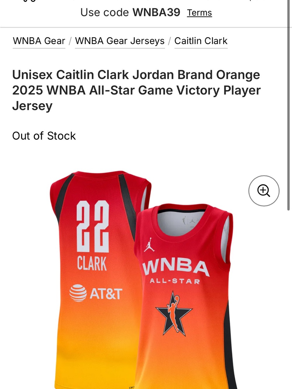 Unisex Caitlin Clark Jordan Brand Orange 2025 WNBA All-Star Game Victory Jersey - Picture 4 of 4